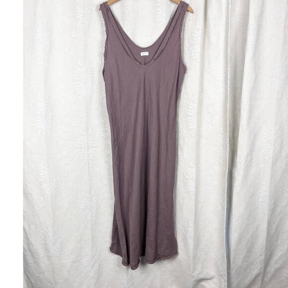 Dress Me Linen lavender raw hem sleeveless A-line maxi dress lagenlook boho L - Picture 2 of 8